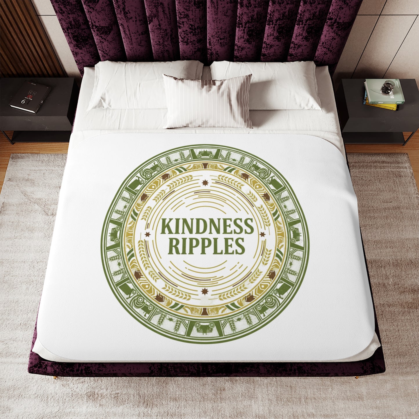 Cozy Sherpa Blanket, Kindness Ripples Soft Throw, Warm Gift for Home, Perfect for Relaxation, Winter Holidays, Farming, and Self-Care