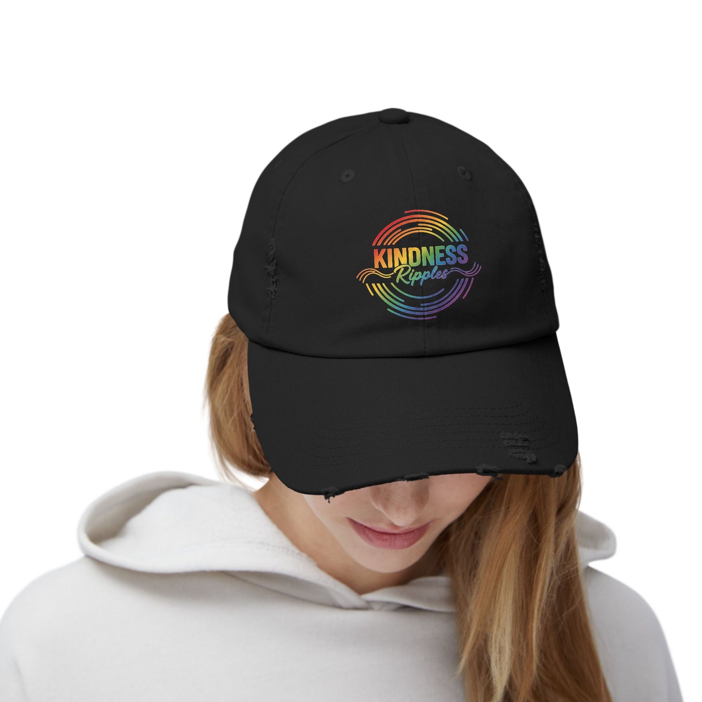 Cap - Rainbow Kindness Ripple Distressed Unisex Hat