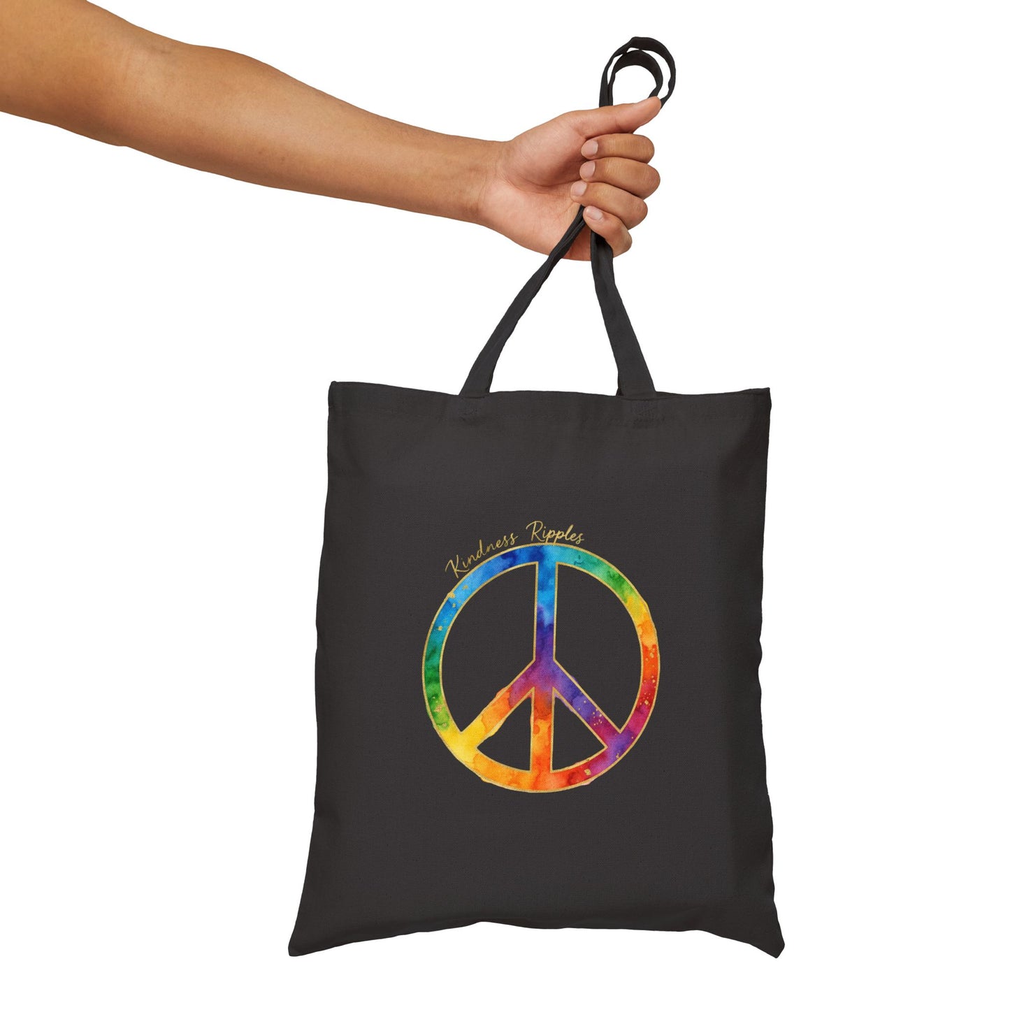 Colorful Peace Symbol Cotton Canvas Tote Bag