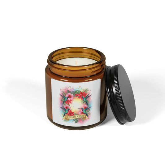 Scented Soy Candle - Amber Jar - Holiday Hummingbirds