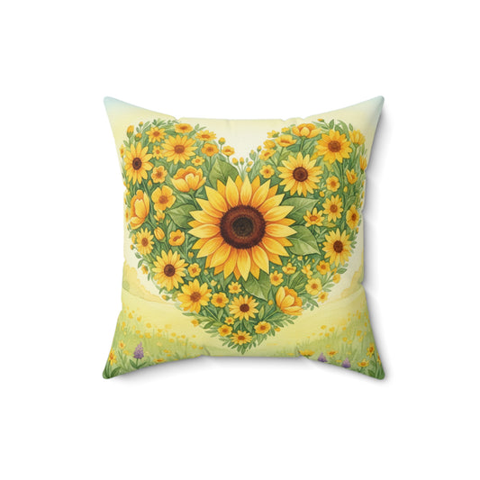 Heart of Sunshine Field: Watercolor Yellow Blooms Pillow