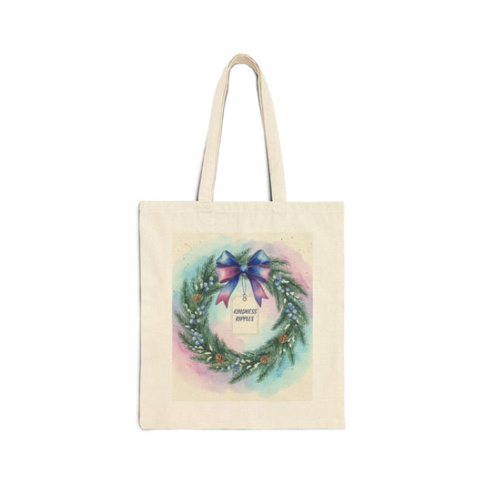 Christmas Wreath Cotton Canvas Tote Bag