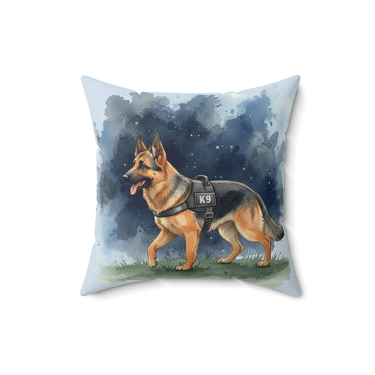 K9 German Shepherd Decorative Pillow β Watercolor Police Dog Square Throw Pillow
