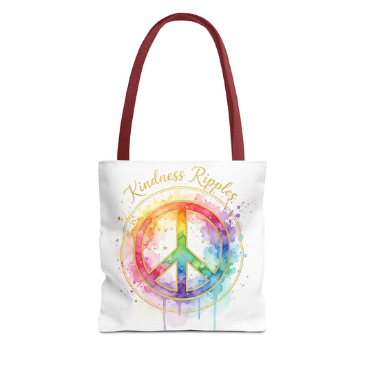 Colorful Peace Symbol Tote Bag | Kindness Ripples Design
