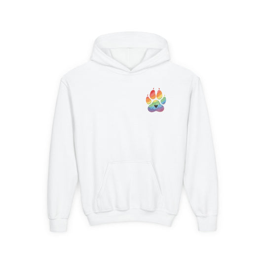 Youth Hoodie — Rainbow Paw & German Shepherd Graphic - Kindness Ripples