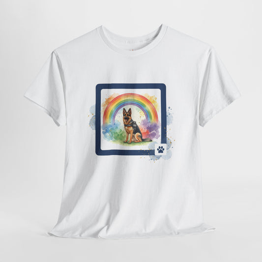 German Shepherd Rainbow Tee β Dog Lover T-Shirt with Paw Print