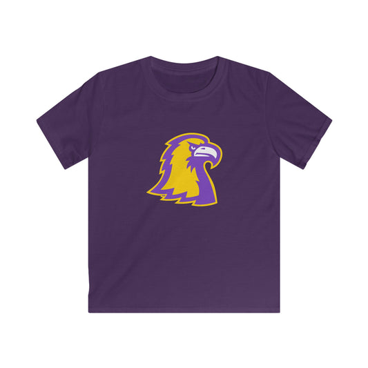 Kids Eagle Logo T‑Shirt — Youth Purple & Gold Mascot Tee