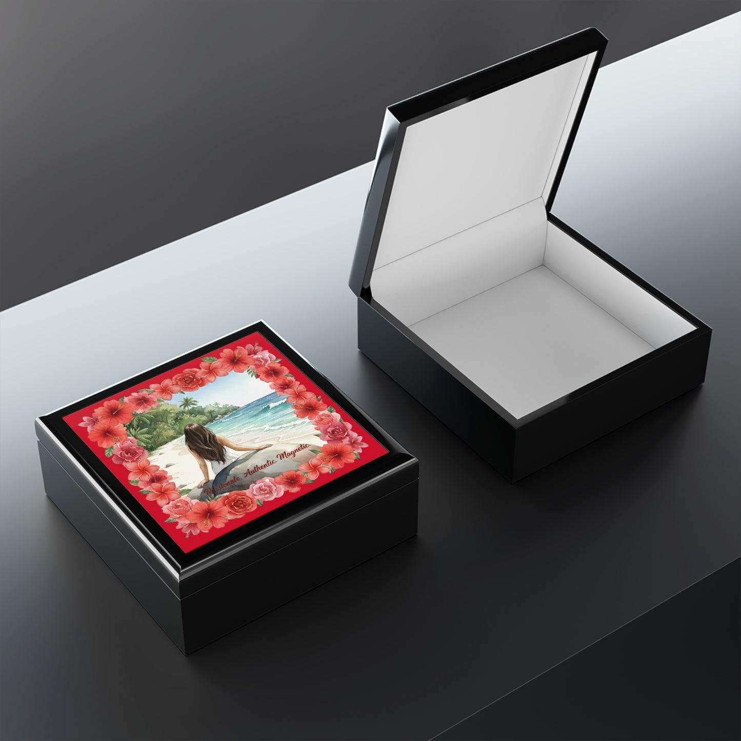 The Cristina - Tropical Floral Jewelry Box - Elegant Accessory Organizer with Hibiscus Design