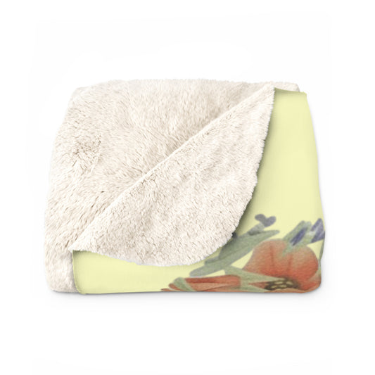 The Ellie - Inspirational Sherpa Fleece Blanket - Exuberant. Loyal. Passionate - Peace in Nature Floral Design