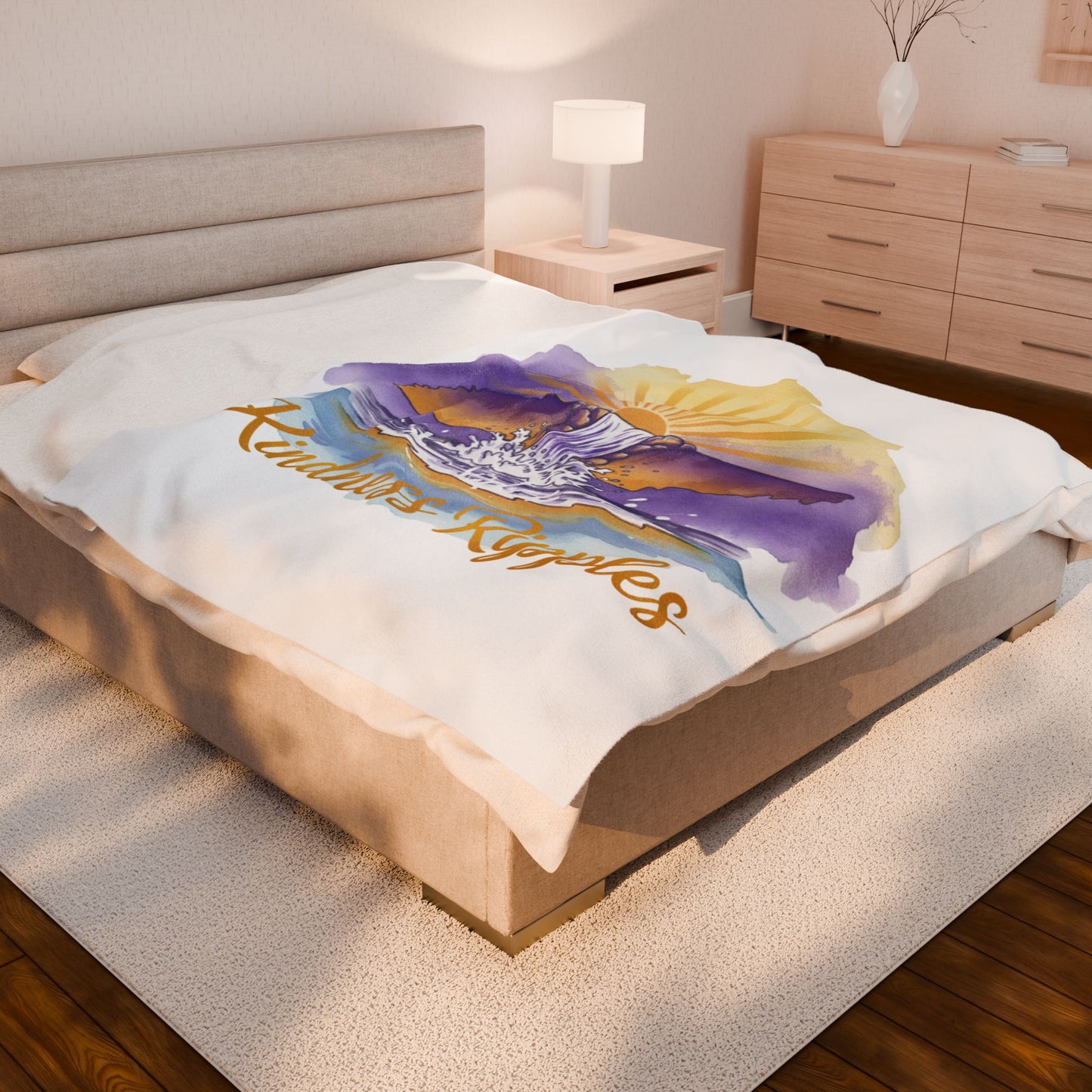 White Kindness Ripples Velveteen Plush Blanket - Cozy Statement Throw for Comfort & Warmth, Cookeville, TN, Waterfall Capital of the World