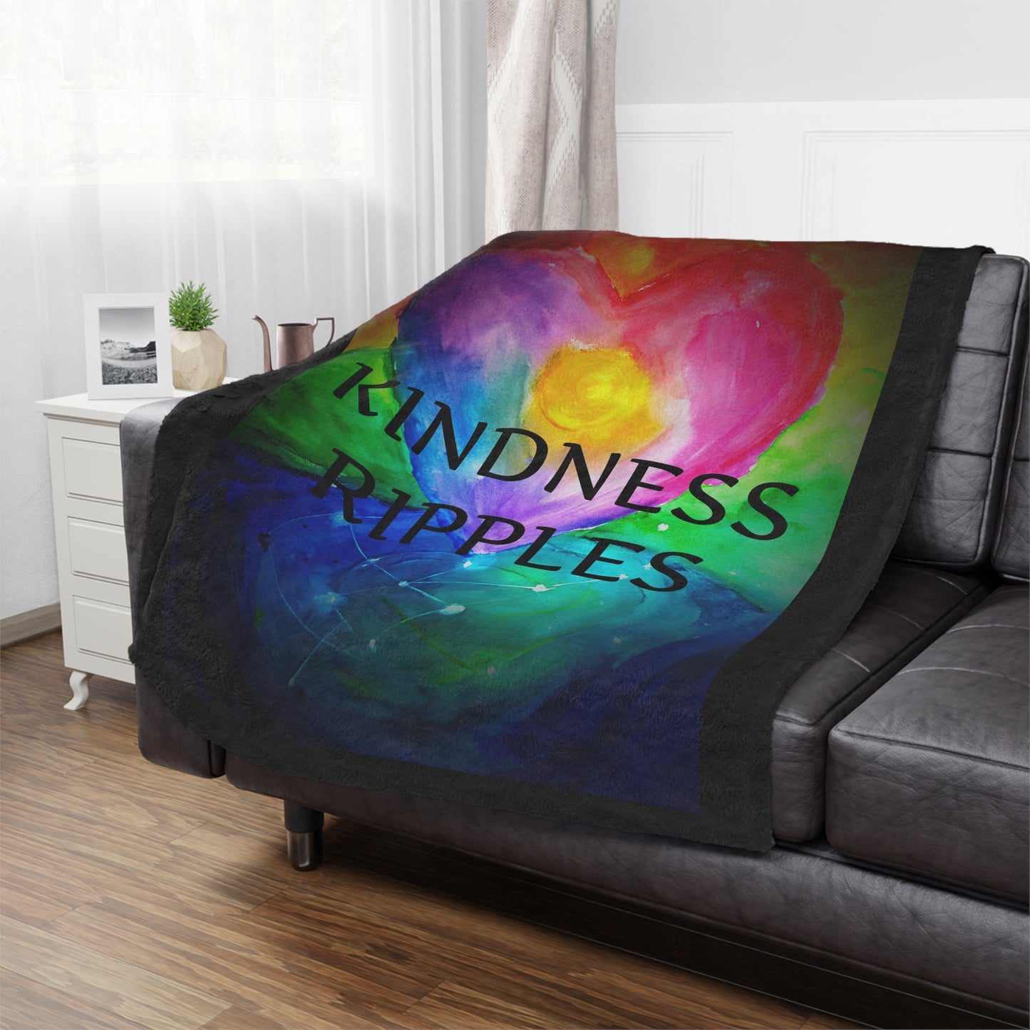 Colorful Kindness Ripples Minky Blanket | Cozy Gift for Kids & Adults | Inspirational Decor for Home | Comfort Blanket | Unique Nursery Item