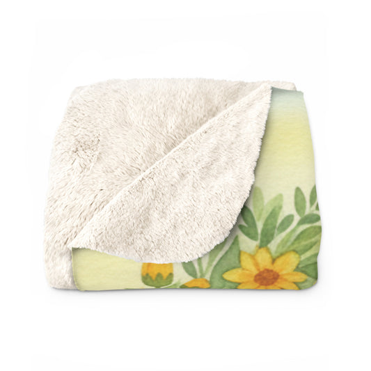 Heart of Sunshine Field of Flowers Sherpa Blanket