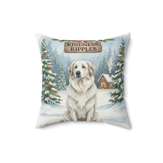 Sweet Great Pyrenees Dog Christmas Pillow – Holiday Tree & Gifts Decorative Throw Pillow