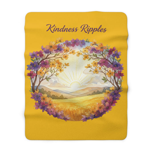 Dogwood Framed TN Landscape Sherpa Fleece Kindness Ripples Blanket - Cozy Floral Throw for Comfort and Inspiration, Cookeville, TN, Dogwoods, Sunrise, Sunset