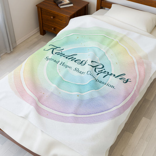 Kindness Ripples Velveteen Plush Blanket - Spread Hope and Share Compassion
