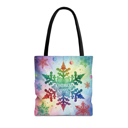 Kindness Ripples Winter Snowflake Tote Bag Colorful Kindness