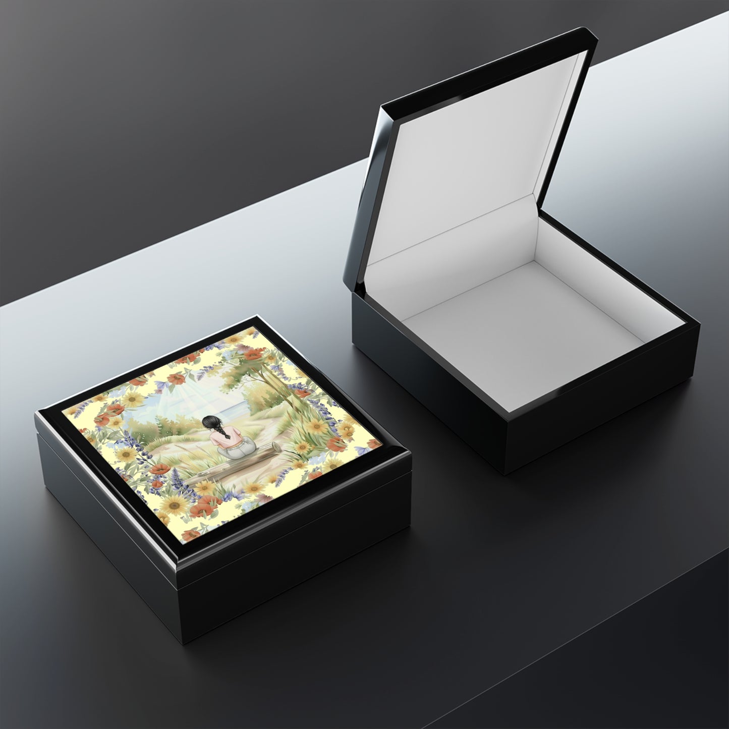 The Ellie- Peace in Nature Jewelry Box with Floral Design for Treasure Storage