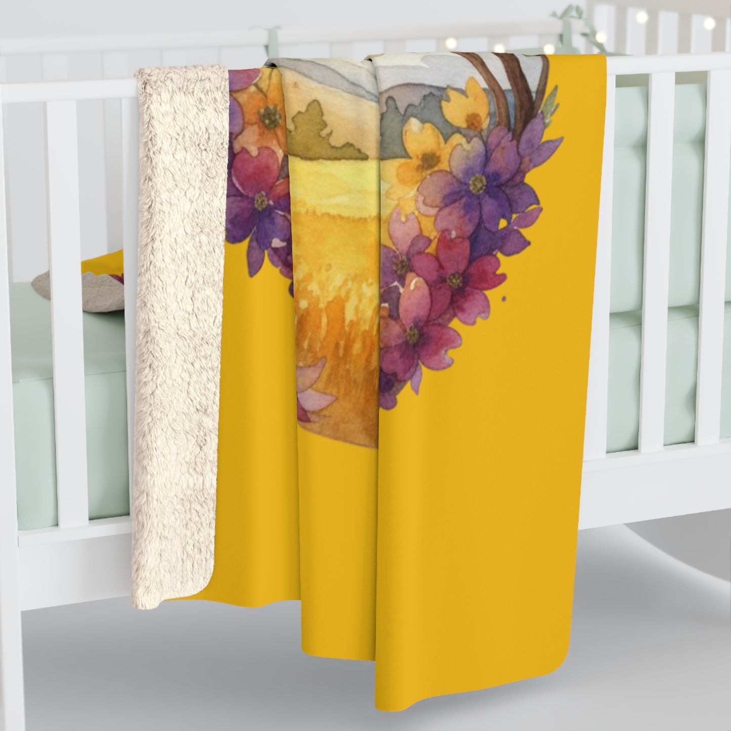 Sherpa Fleece Blanket - Rolling Hills and Dogwoods Nature Design