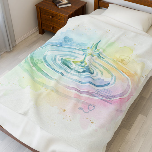 Velveteen Plush Blanket - Colorful Serenity for Nursing & Hospital Staff