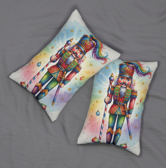 Nutcracker Rainbow Pillow - Festive Holiday Decor