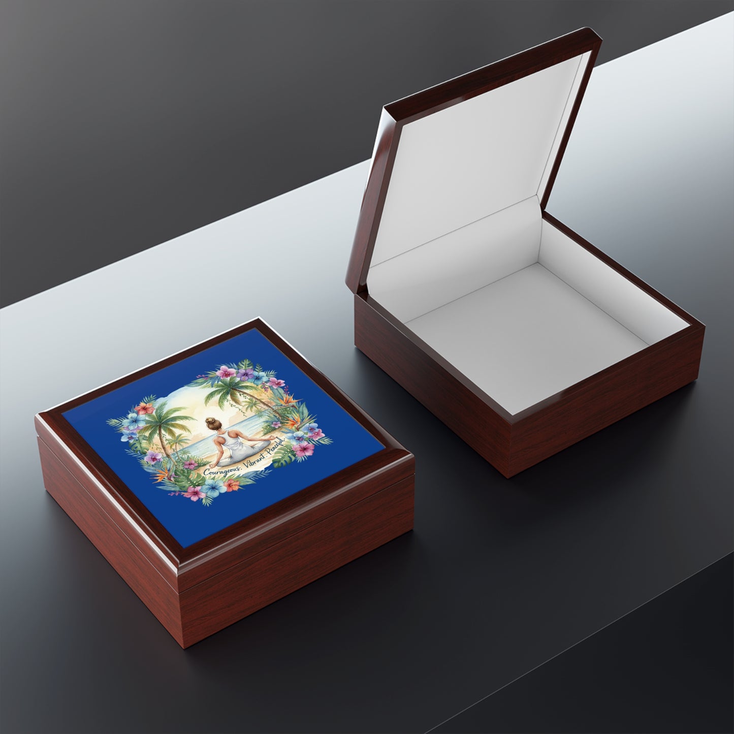 The Rachel - Tropical Meditation Jewelry Box with Floral Design