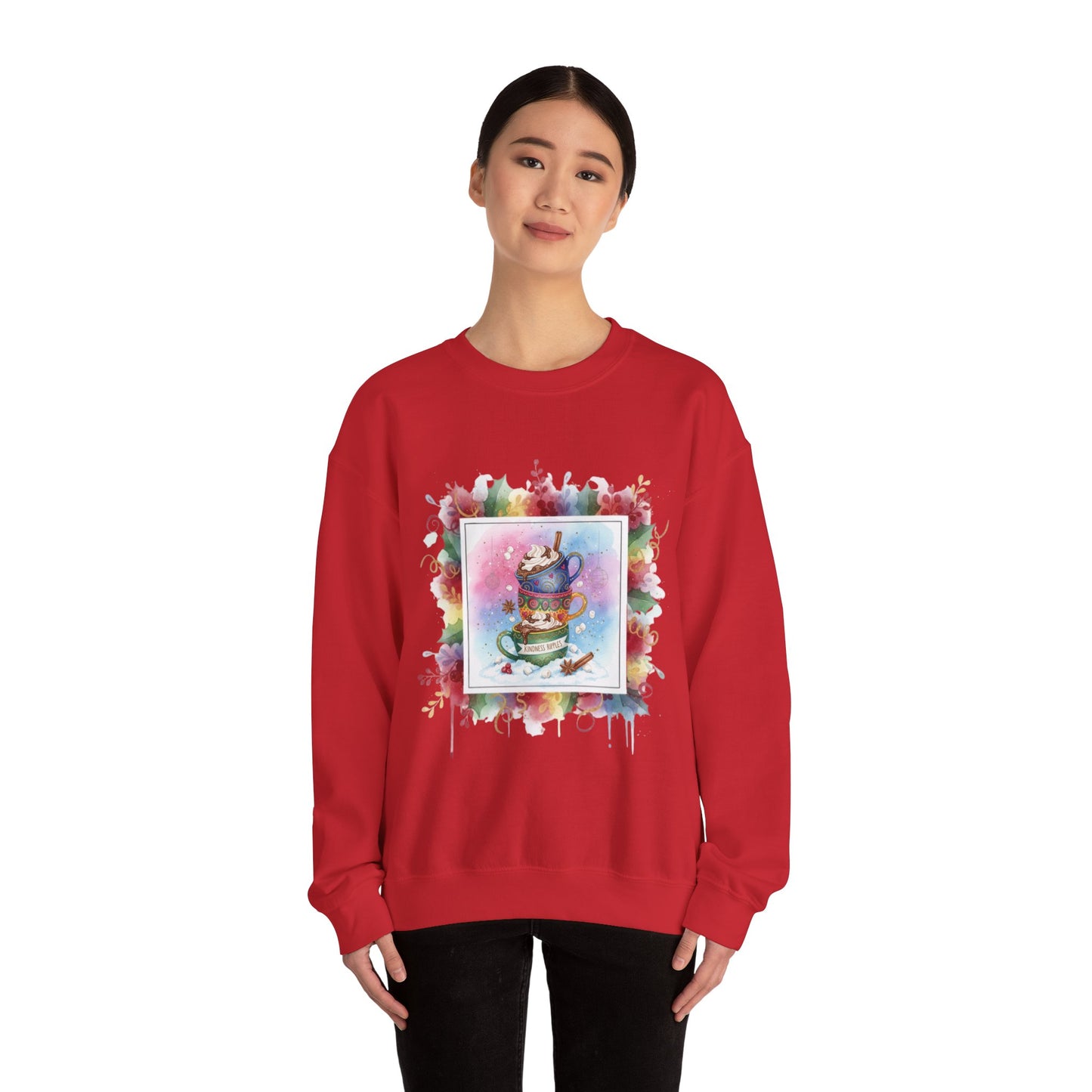 Cozy Holiday Crewneck Sweatshirt - Hot Cocoa Vibes