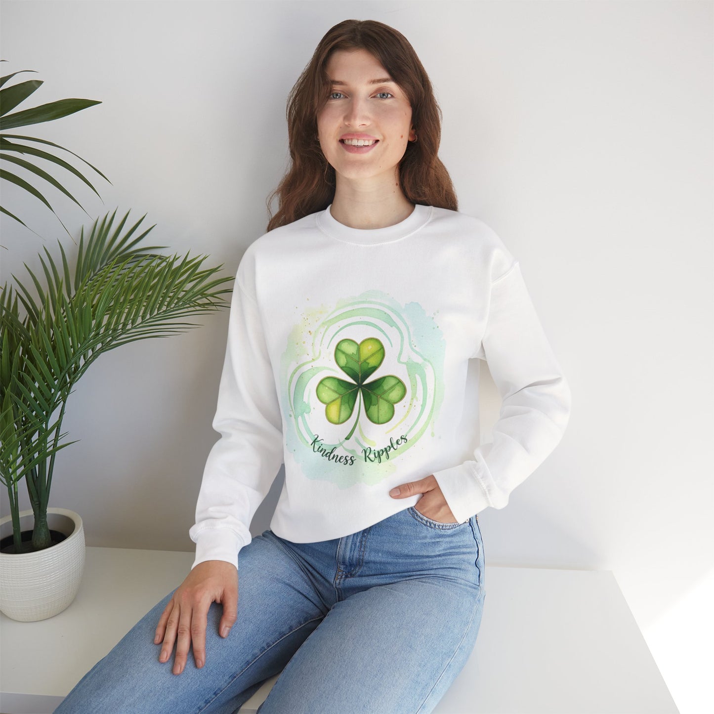 Kindness Ripples Crewneck Sweatshirt - Unisex St. Patrick's Day Apparel - Shamrock - Green - Trinity