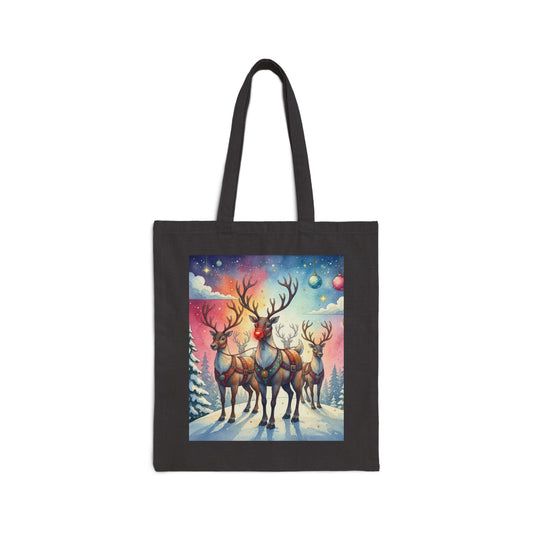 Reindeer Holiday Canvas Tote Bag