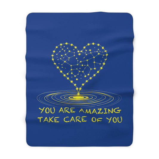 Cozy Sherpa Fleece Blanket - Inspirational Starry Heart Design, Self-Care Gift, Home Decor, Cozy Nights, Thoughtful Present
