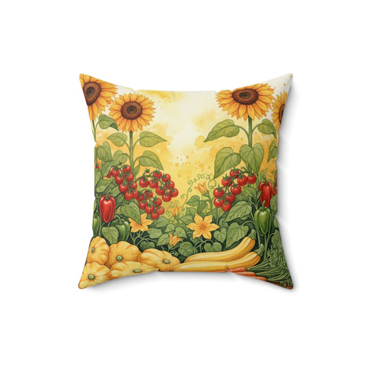 Golden Harvest Garden: Watercolor Vegetable Bounty Pillow