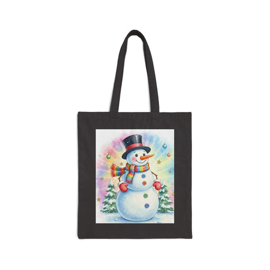 Snowman Holiday Canvas Tote Bag - Perfect for Christmas Shopping and Gifting