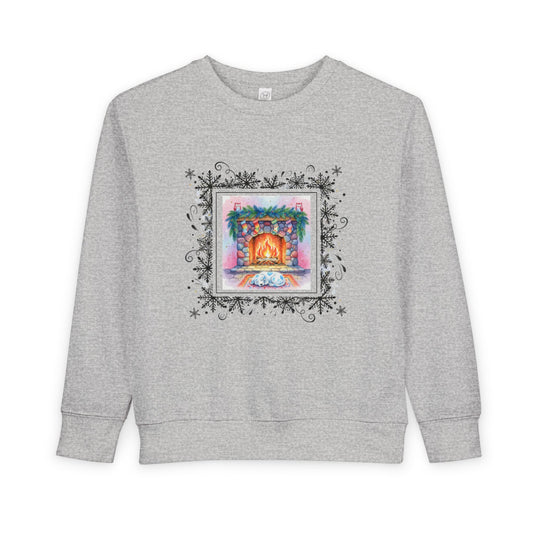 Cozy Fireplace Toddler Sweatshirt Cute Blue Spotted Puppy