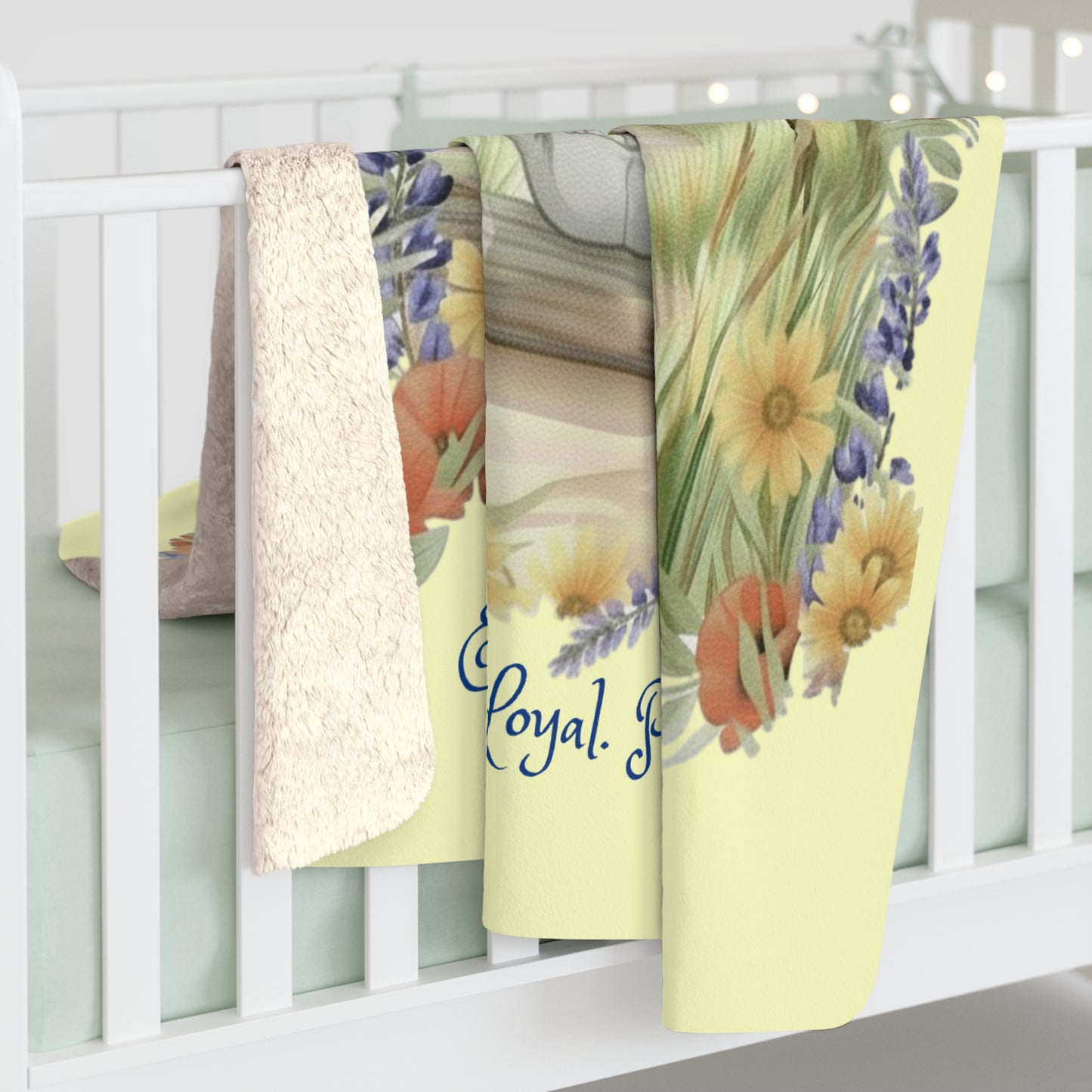 The Ellie - Inspirational Sherpa Fleece Blanket - Exuberant. Loyal. Passionate - Peace in Nature Floral Design