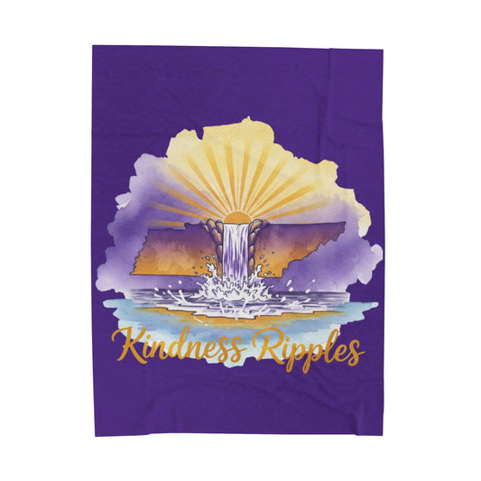 Purple Kindness Ripples Velveteen Plush Blanket - Cozy Statement Throw for Comfort & Warmth, Cookeville, TN, Waterfall Capital of the World