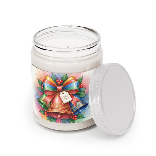 Festive Scented Soy Candle - Holiday Bells Design, 9oz