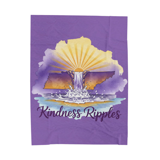 Purple Kindness Ripples Velveteen Plush Blanket - Cozy Throw for Relaxation and Comfort, Cookeville, TN, Waterfall Capital of the World
