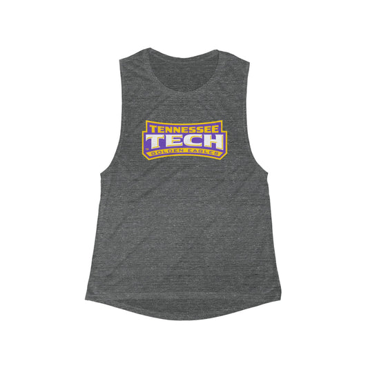 Tennessee Tech Women’s Flow Scoop Muscle Tank - Purple & Gold Logo