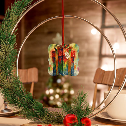 Colorful Gift-Themed Aluminum Ornaments - Perfect for Holidays and Celebrations