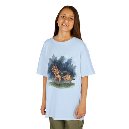 Kids German Shepherd Watercolor T‑Shirt — Cute Dog Tee for Children