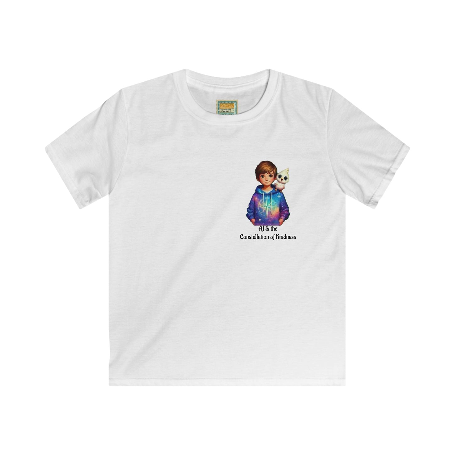 Colorful Kids Graphic Tee, Kids Softstyle T-Shirt, Playful Fashion, AJ and Whimsy, AJ & the Constellation of Kindness, Book Lovers, Self Care, Self Regulation, Neurodiversity,Birthday Gift, Adventurous Vibe, Summer Fun