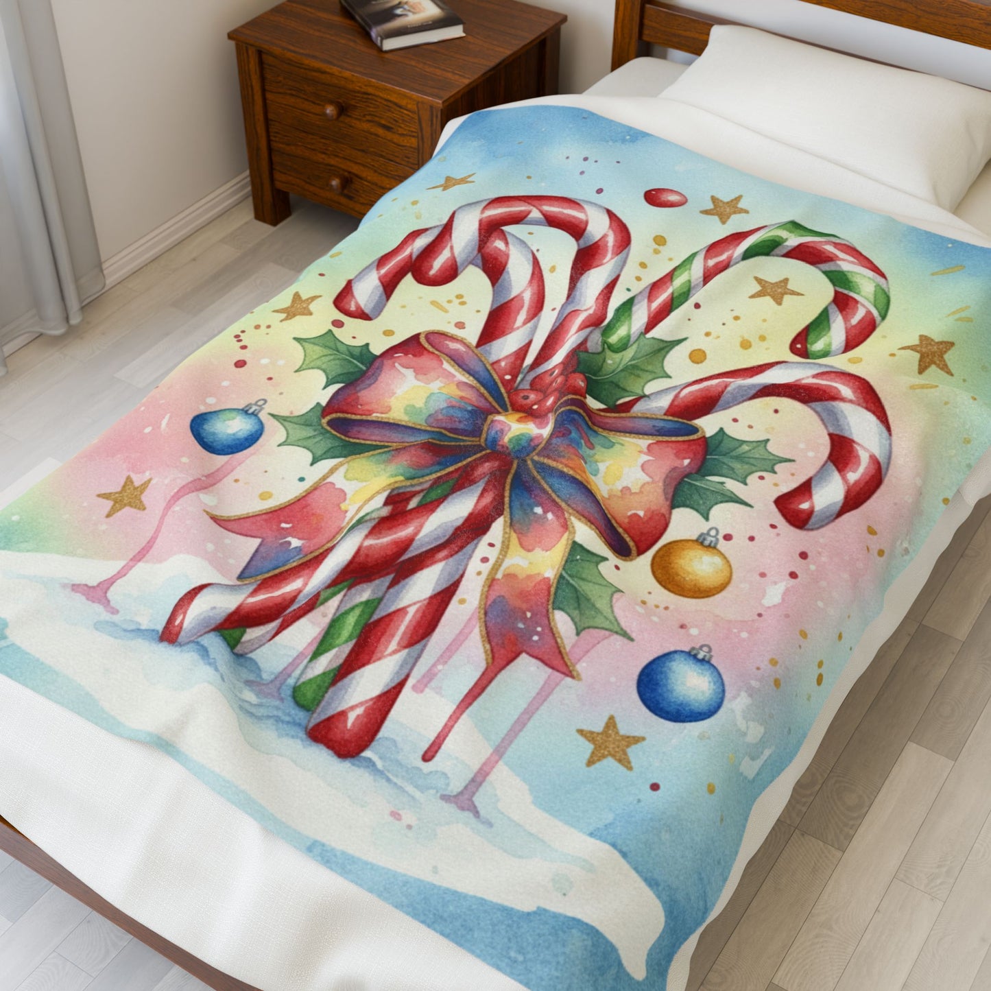 Candy Cane Christmas Plush Blanket