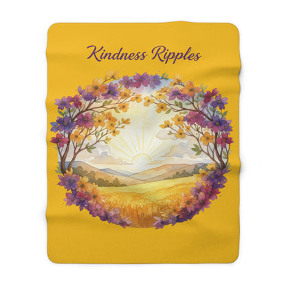 Dogwood Framed TN Landscape Sherpa Fleece Kindness Ripples Blanket - Cozy Floral Throw for Comfort and Inspiration, Cookeville, TN, Dogwoods, Sunrise, Sunset