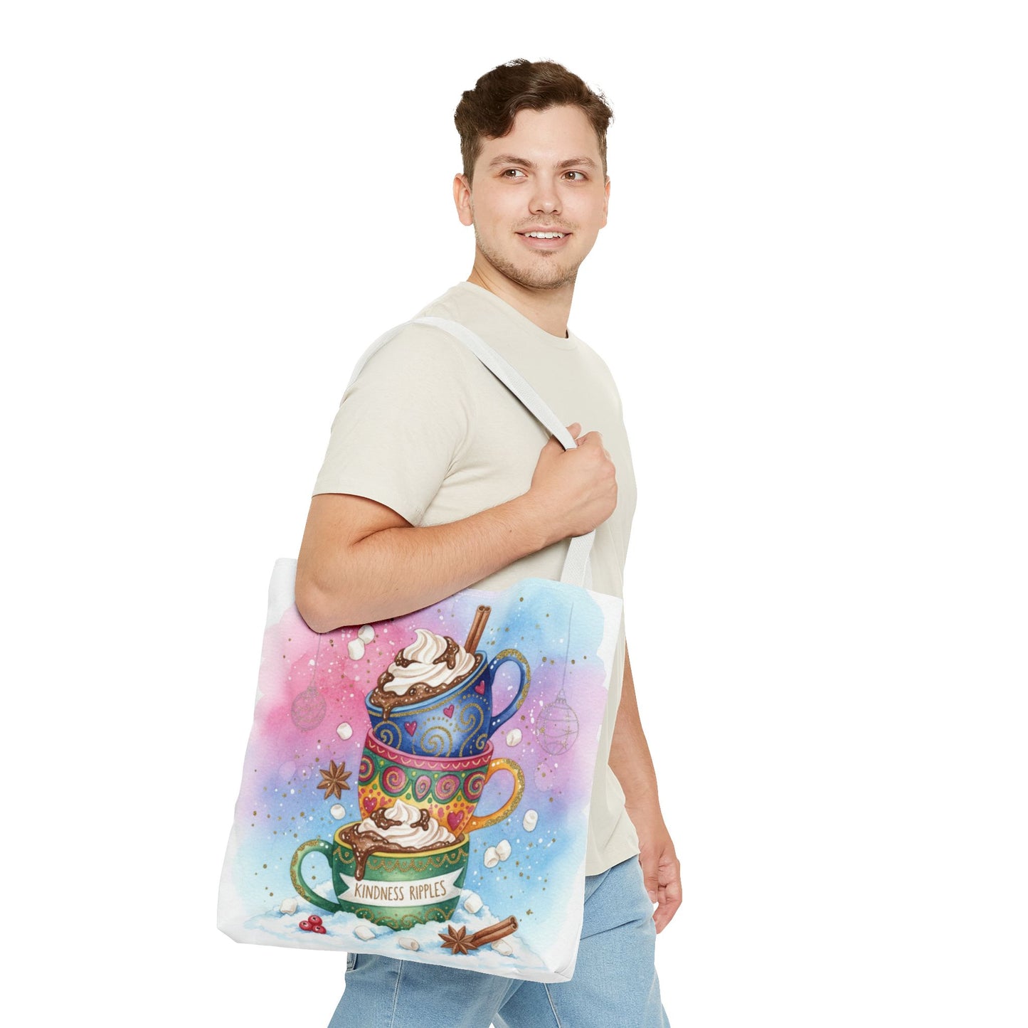 Colorful Hot Cocoa Tote Bag – Festive Winter Vibes