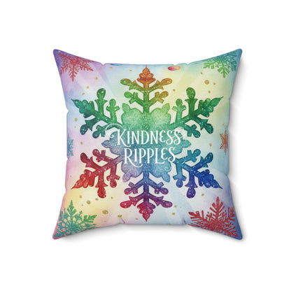 Colorful Kindness Ripples Snowflake Pillow