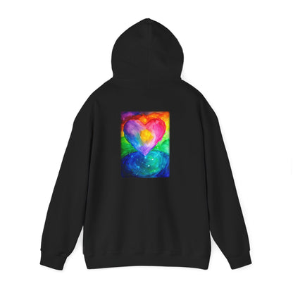 Kindness Ripples Unisex Hooded Sweatshirt - Colorful Heart Design