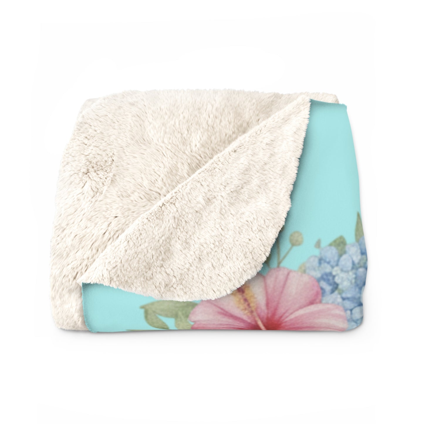The Vivian - Inspirational Sherpa Fleece Blanket - Charismatic, Poised, Influential - Beach Floral Design