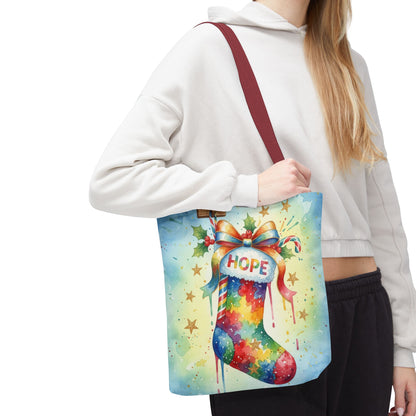 Colorful Holiday Hope Tote Bag