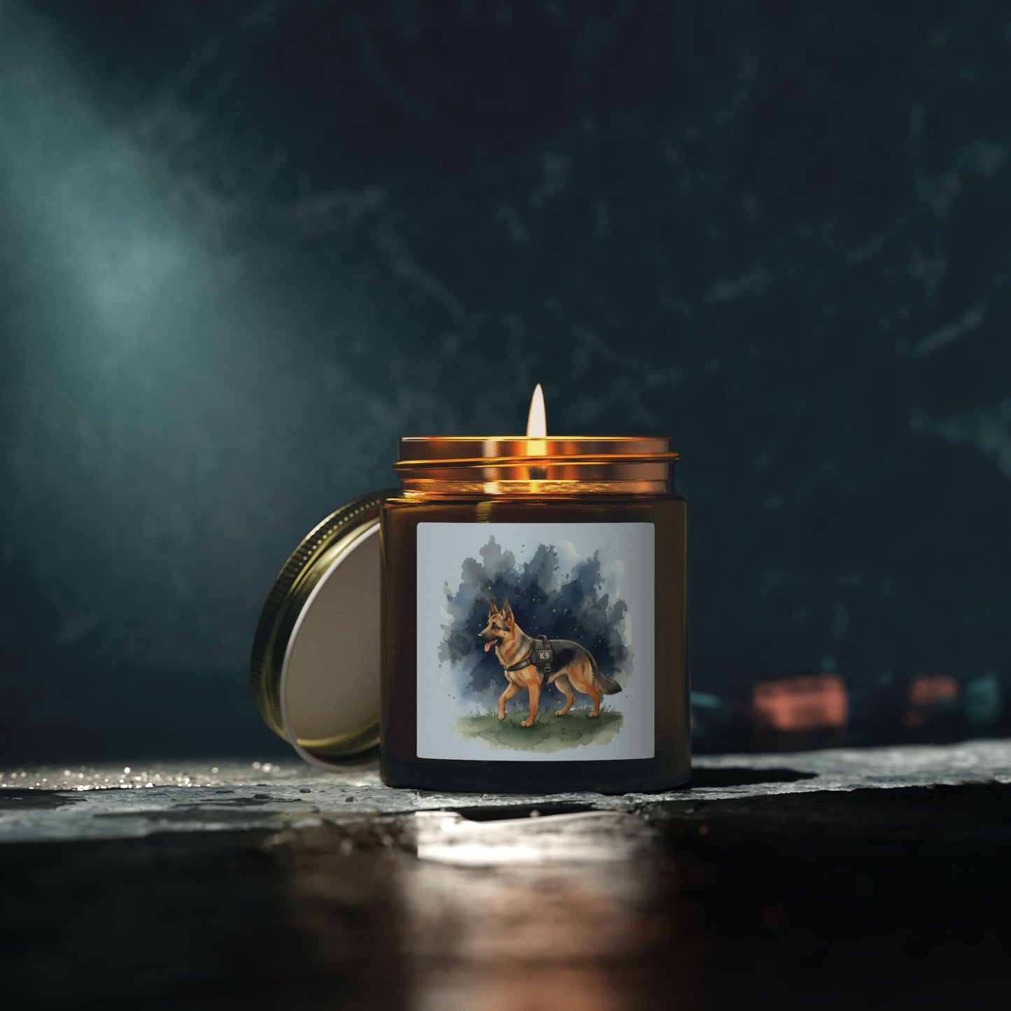 German Shepherd Scented Candle — Coconut Apricot Wax (4oz & 9oz)