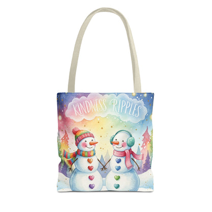 Whimsical Snowman Tote Bag - Kindness Ripples Design