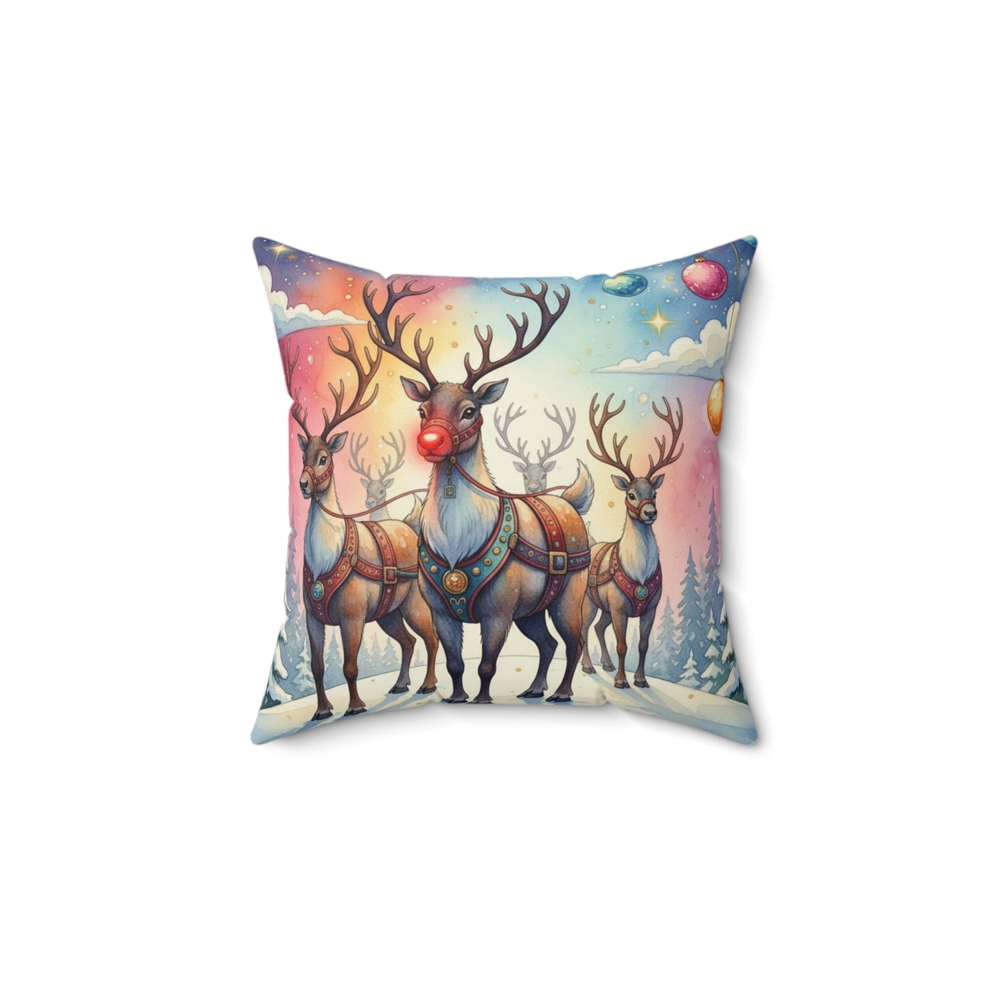 Christmas Reindeer Square Pillow